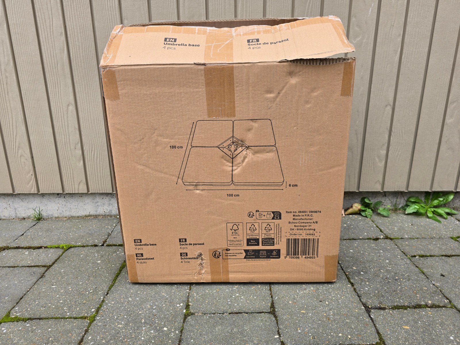 4-delige vulbare parasolvoetplaten - Water of zand, Ophalen, Nieuw, 1 tot 2 meter, Parasolvoet