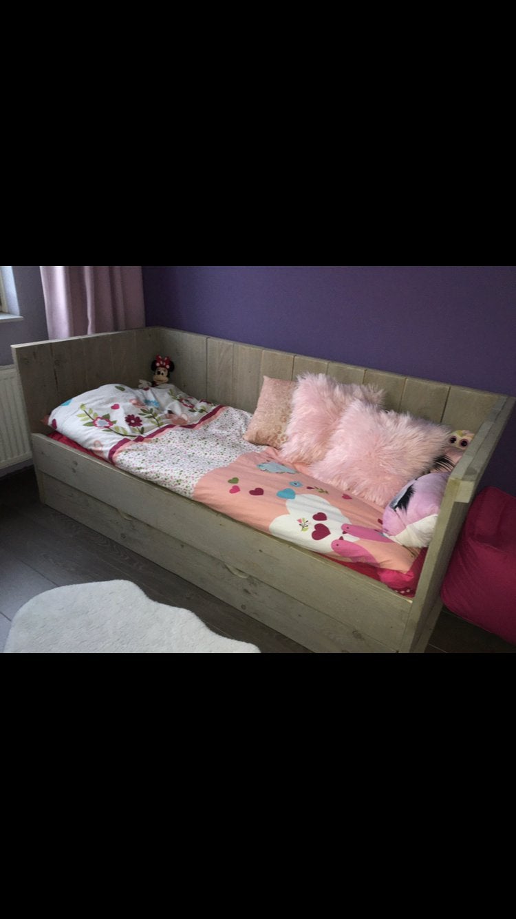 Steigerhouten kinderbed 180x80 cm, Huis en Inrichting, Slaapkamer | Bedden, Ophalen, Gebruikt, Eenpersoons, Steigerhout
