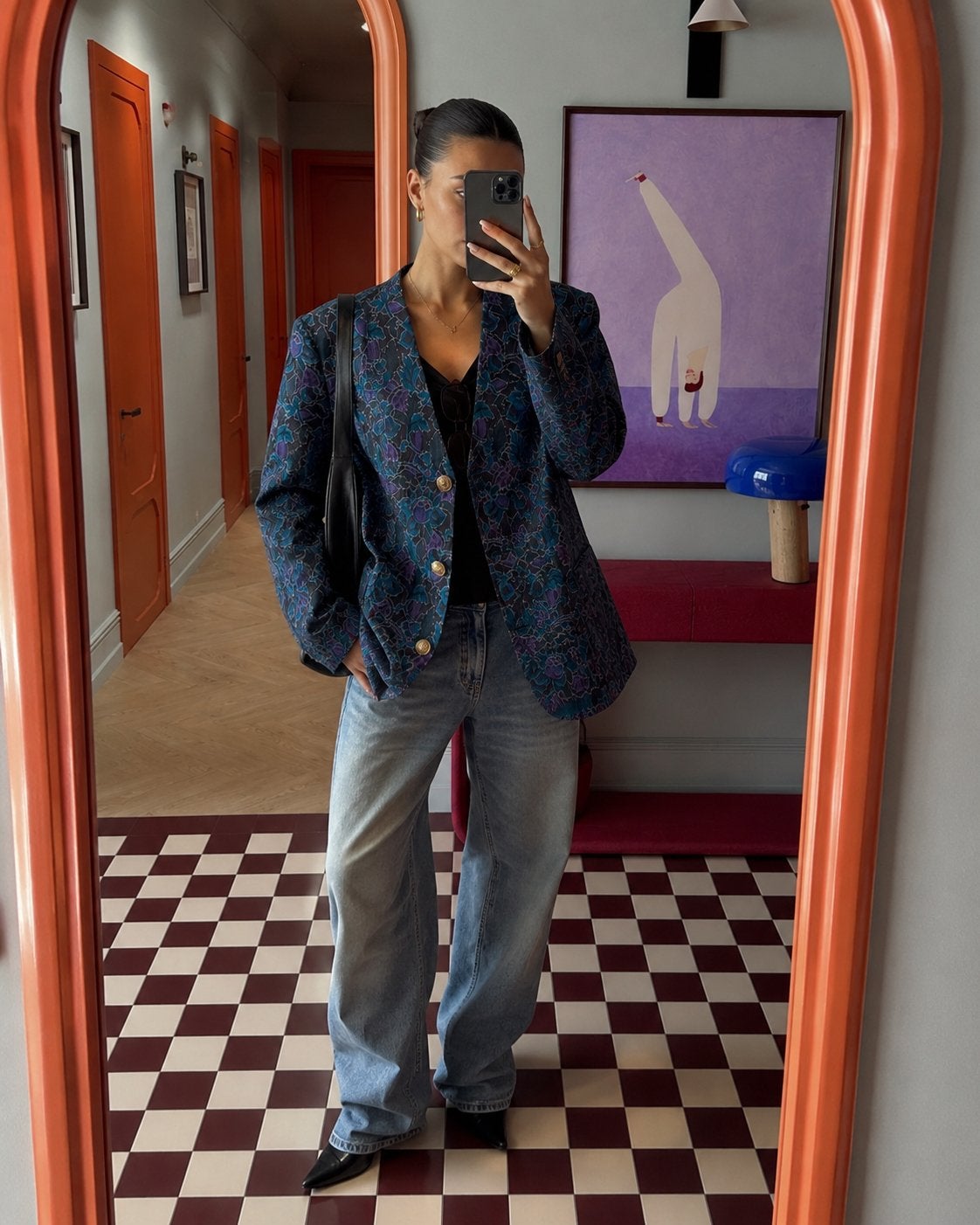 Vintage Brocade Blazer Groen Paars Goud - Rosa Mantova, Kleding | Dames, Maat 38/40 (M), Ophalen of Verzenden, Jasje, Gedragen