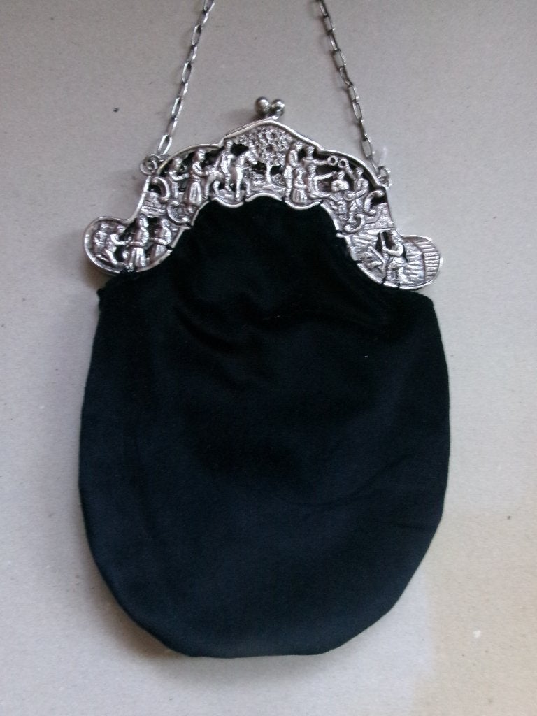 Zilveren beugel-tas met afbeelding, de verloren zoon., Antiek en Kunst, Verzenden, Zilver