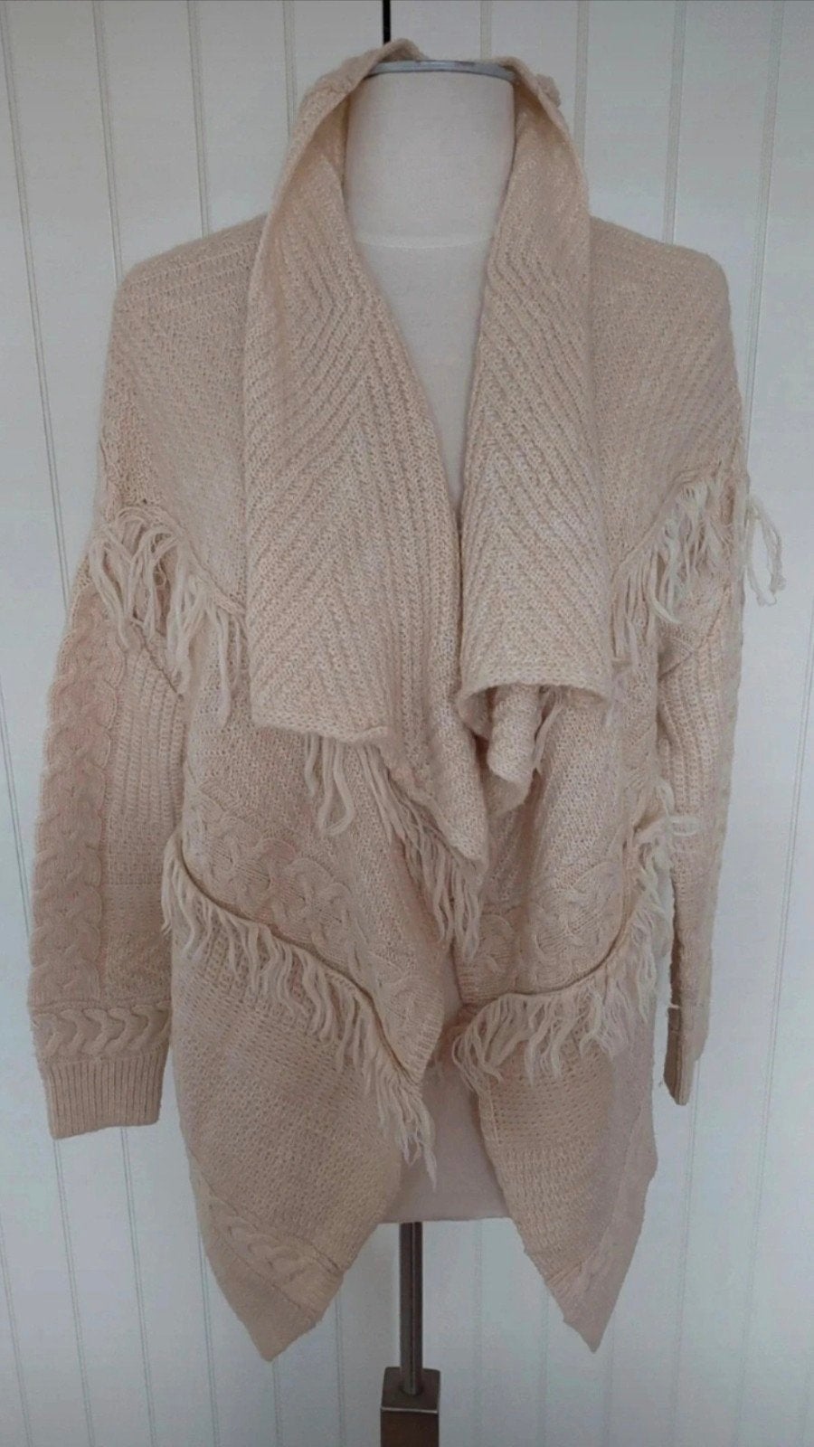 Nieuw H&M Crèmekleurig Vest met Franjes Maat S (36/38), H&M, Verzenden, Beige, Nieuw