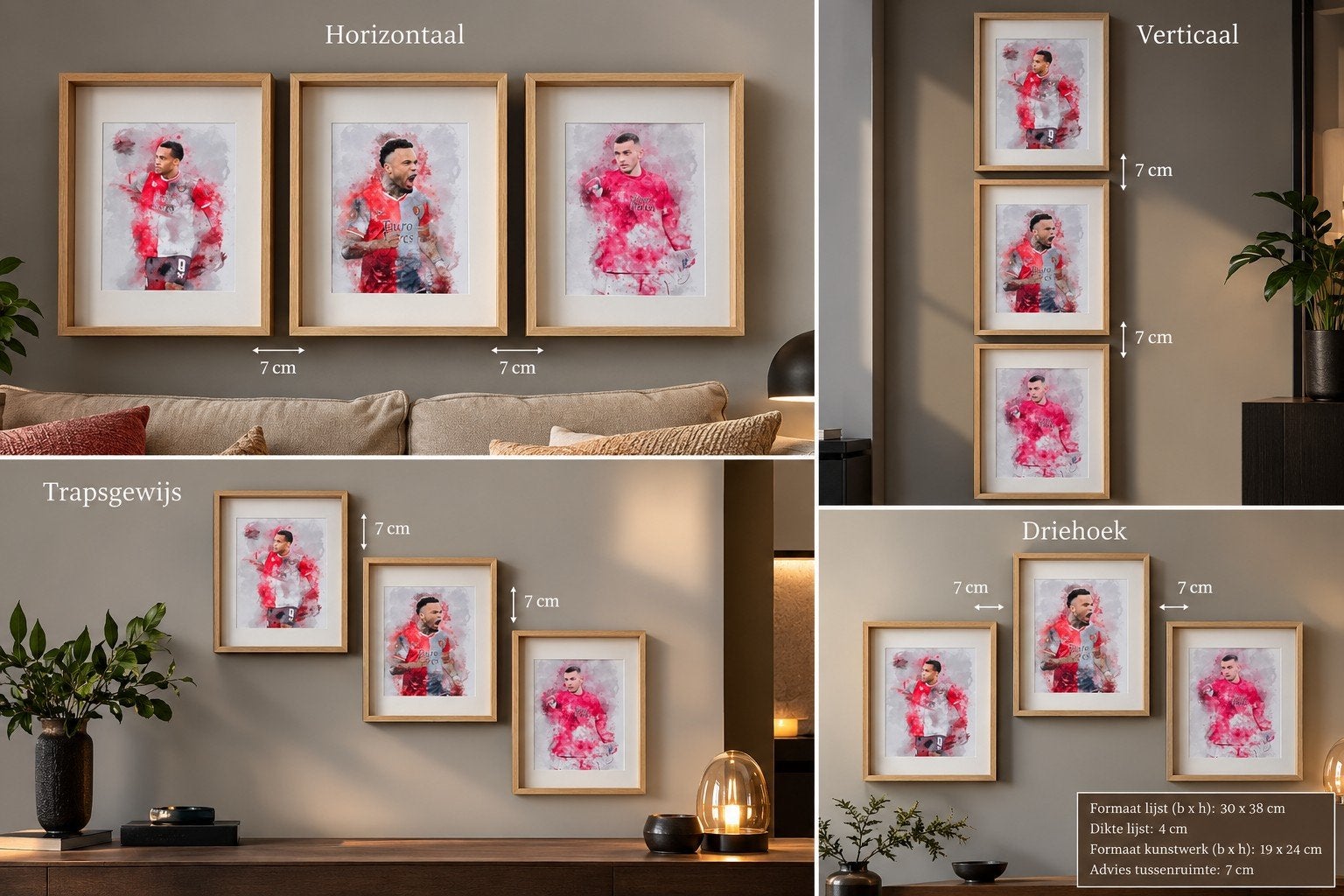 Feyenoord kunstprints Timber, Hartman & Bijlow in  lijst, Ophalen of Verzenden, Zo goed als nieuw, Feyenoord