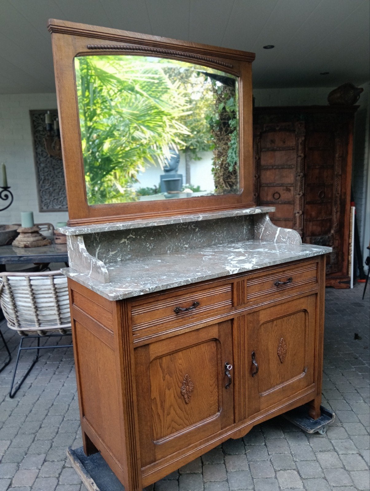 badkamermeubel antiek marmer wastafel badkamer commode eiken, Ophalen