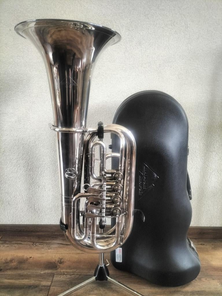 Miraphone Bariton 4 Rotor Ventielen Verzilverd - Z.G.A.N., Muziek en Instrumenten, Ophalen, Zo goed als nieuw, Euphonium of Tenortuba