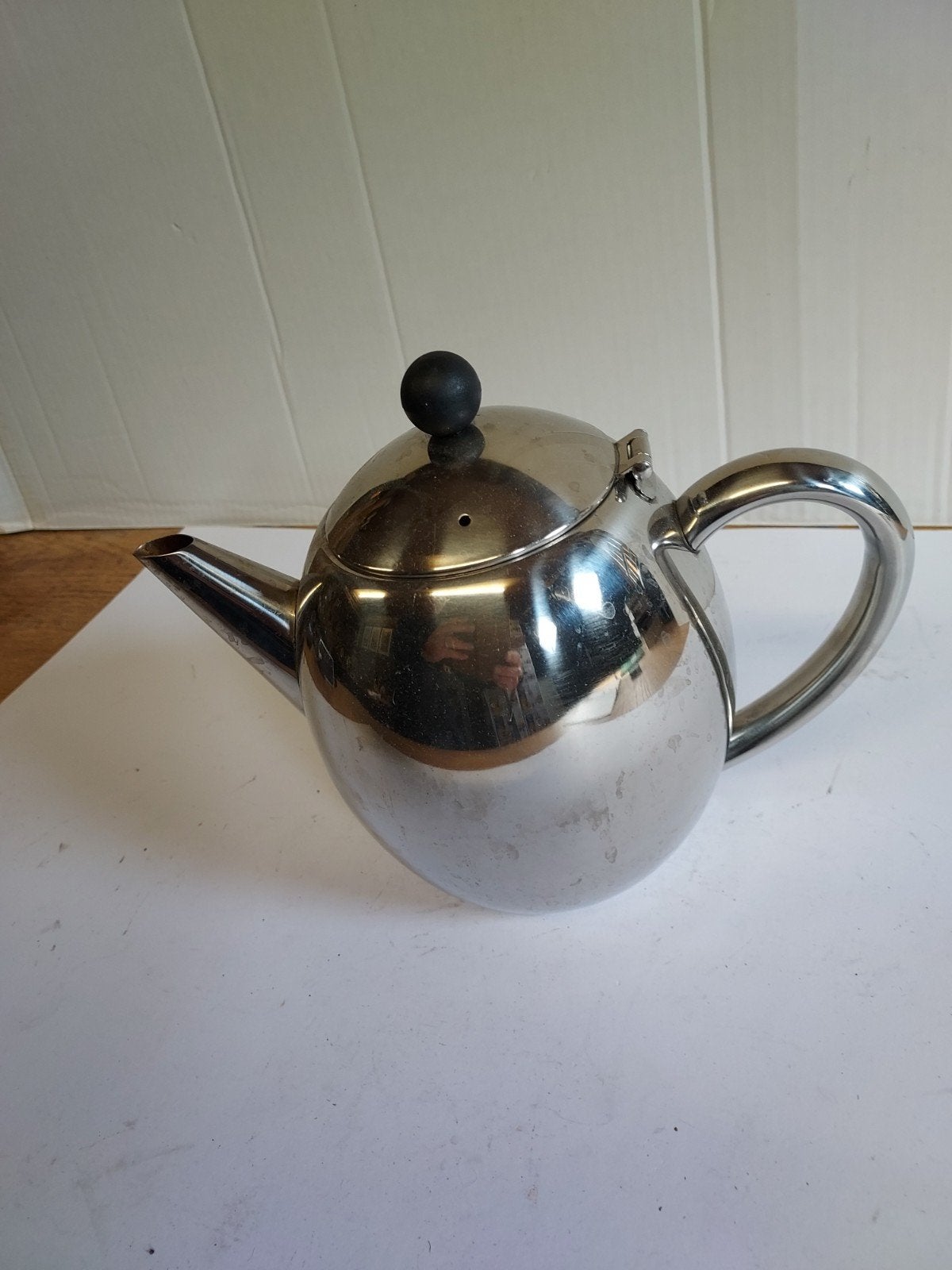 RVS theepot merk Bredemeijer? € 12.50, Antiek en Kunst, Ophalen of Verzenden