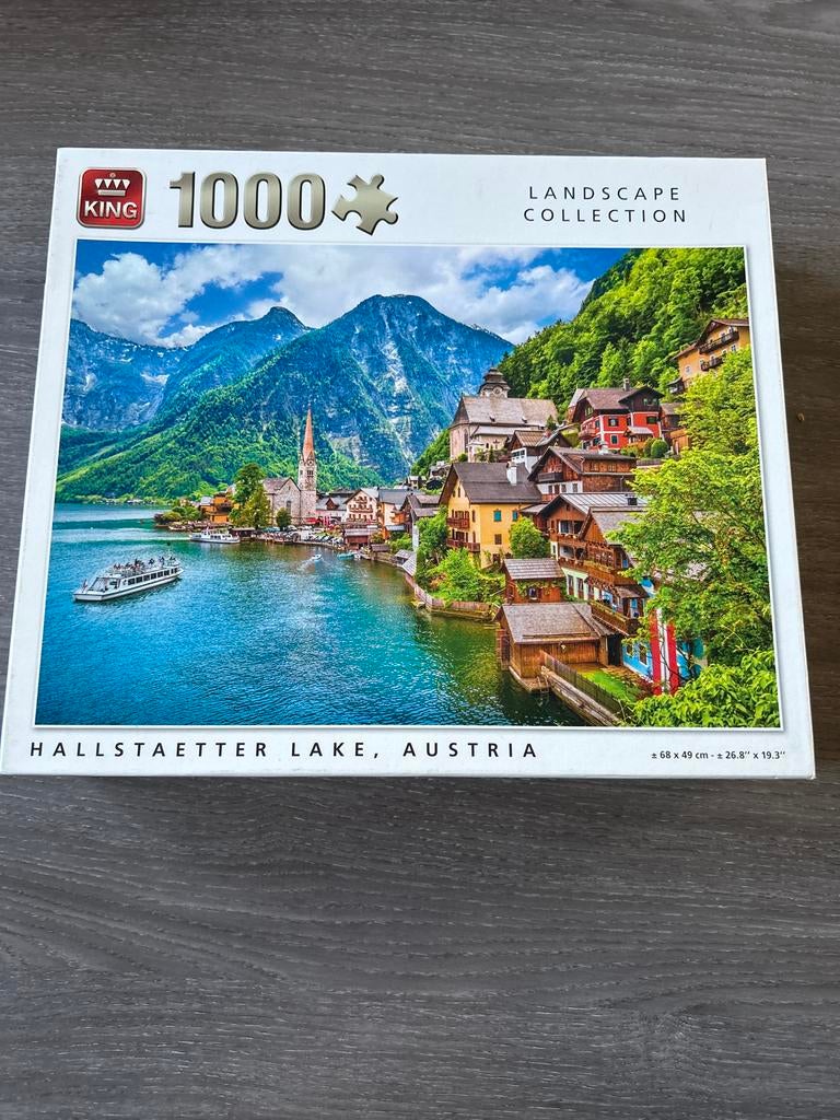 King Legpuzzel 1000 stukjes Hallstaetter Lake, Austria, Hobby en Vrije tijd, Denksport en Puzzels, Ophalen of Verzenden, 500 t/m 1500 stukjes
