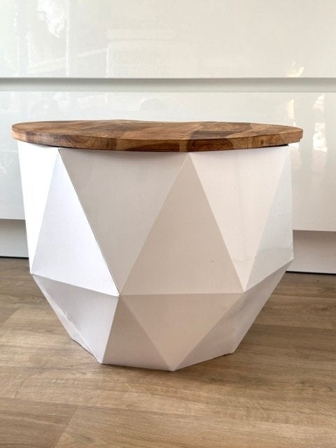 Unieke Hoogglans wit salontafel hout + opbergruimte Youniq, Ophalen, Hoogglans, 50 tot 100 cm, 50 tot 100 cm