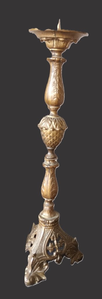 Antieke bronzen kerkkandelaar eind 19e eeuw, Antiek en Kunst, Ophalen, Koper of Brons