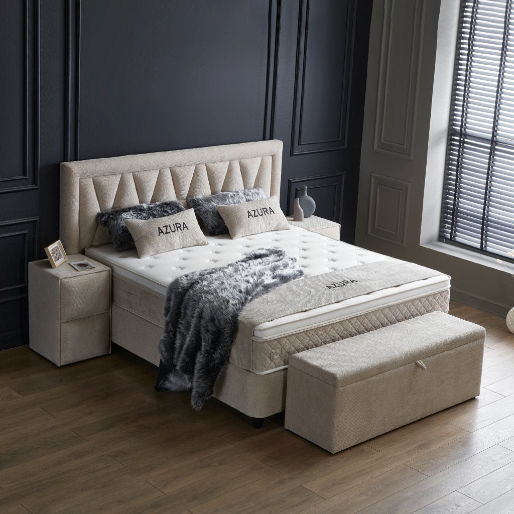 Azura 2-persoons opbergbed - Beige, Niet ingevuld, Niet ingevuld, Niet ingevuld