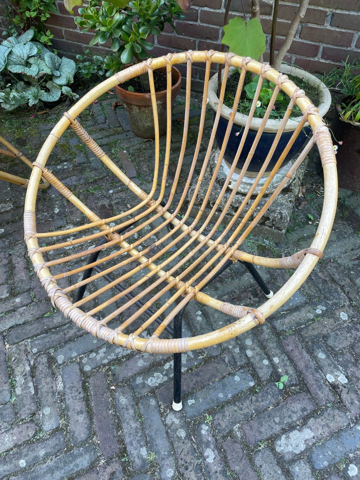 Vintage rotan stoel jaren '50 - Mid-century design, Ophalen