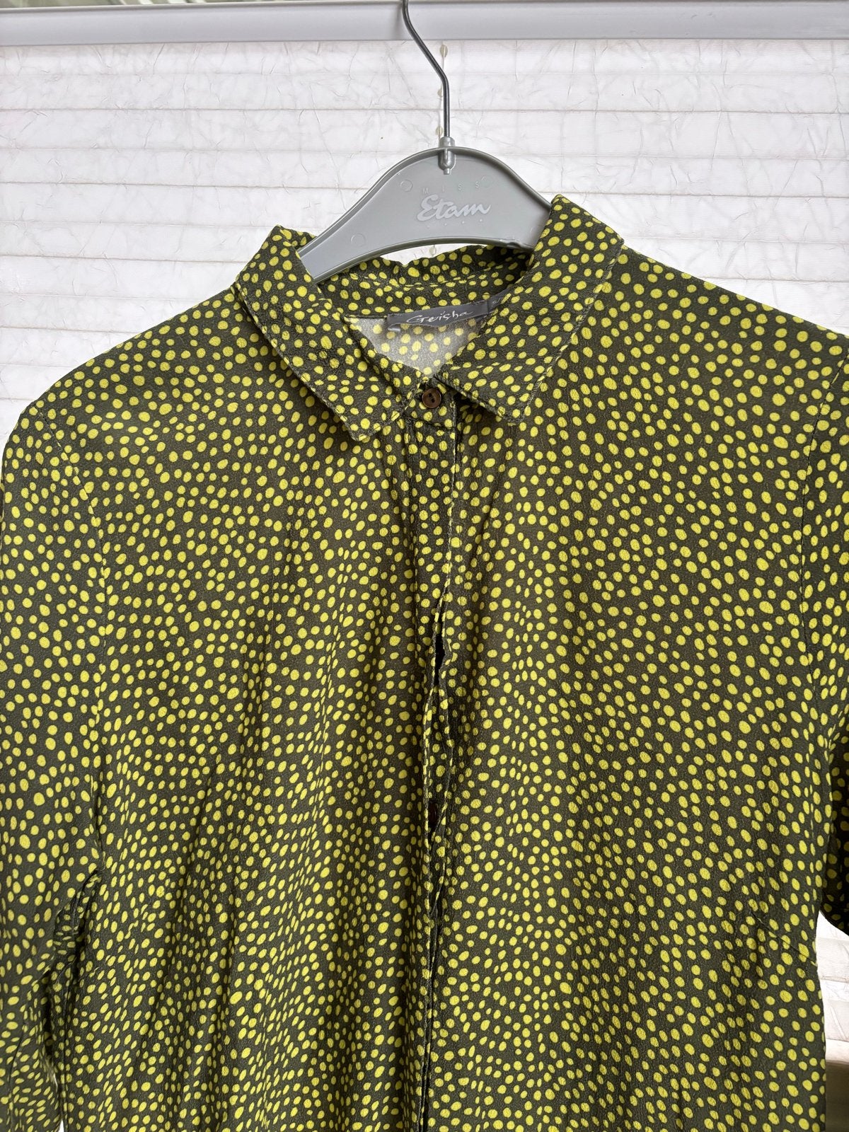 Geisha Blouse met stippen - Maat S, Ophalen of Verzenden, Zo goed als nieuw, Maat 36 (S), Groen