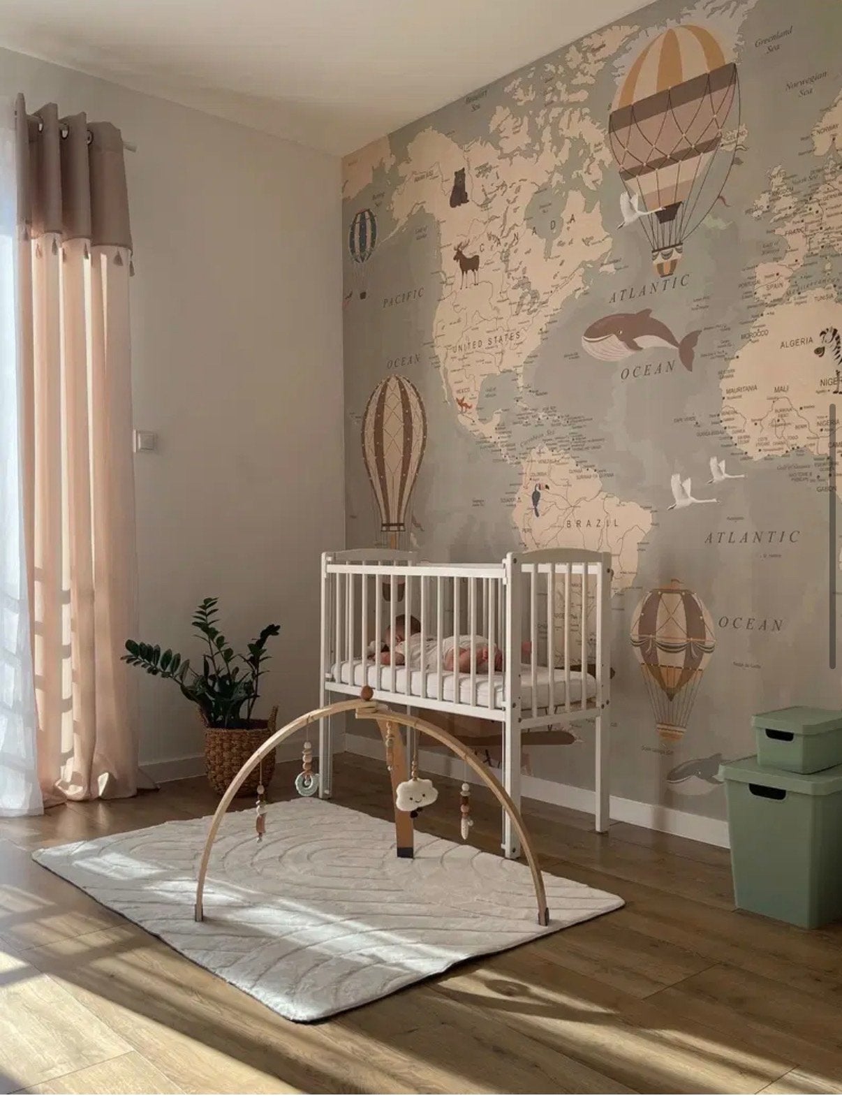 Fotobehang Wereldkaart met Dieren & Luchtballonnen 457x265cm, Natuurlijk, Ophalen of Verzenden, Fotobehang, Landschap
