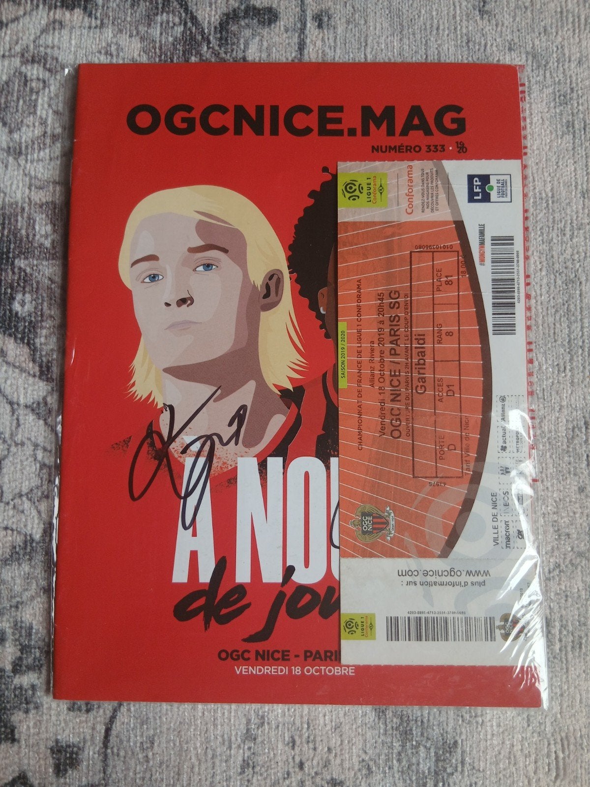 Ticket + programma Nice-PSG + handtekening Dolberg, Verzamelen, Ophalen of Verzenden, Ajax, Overige typen