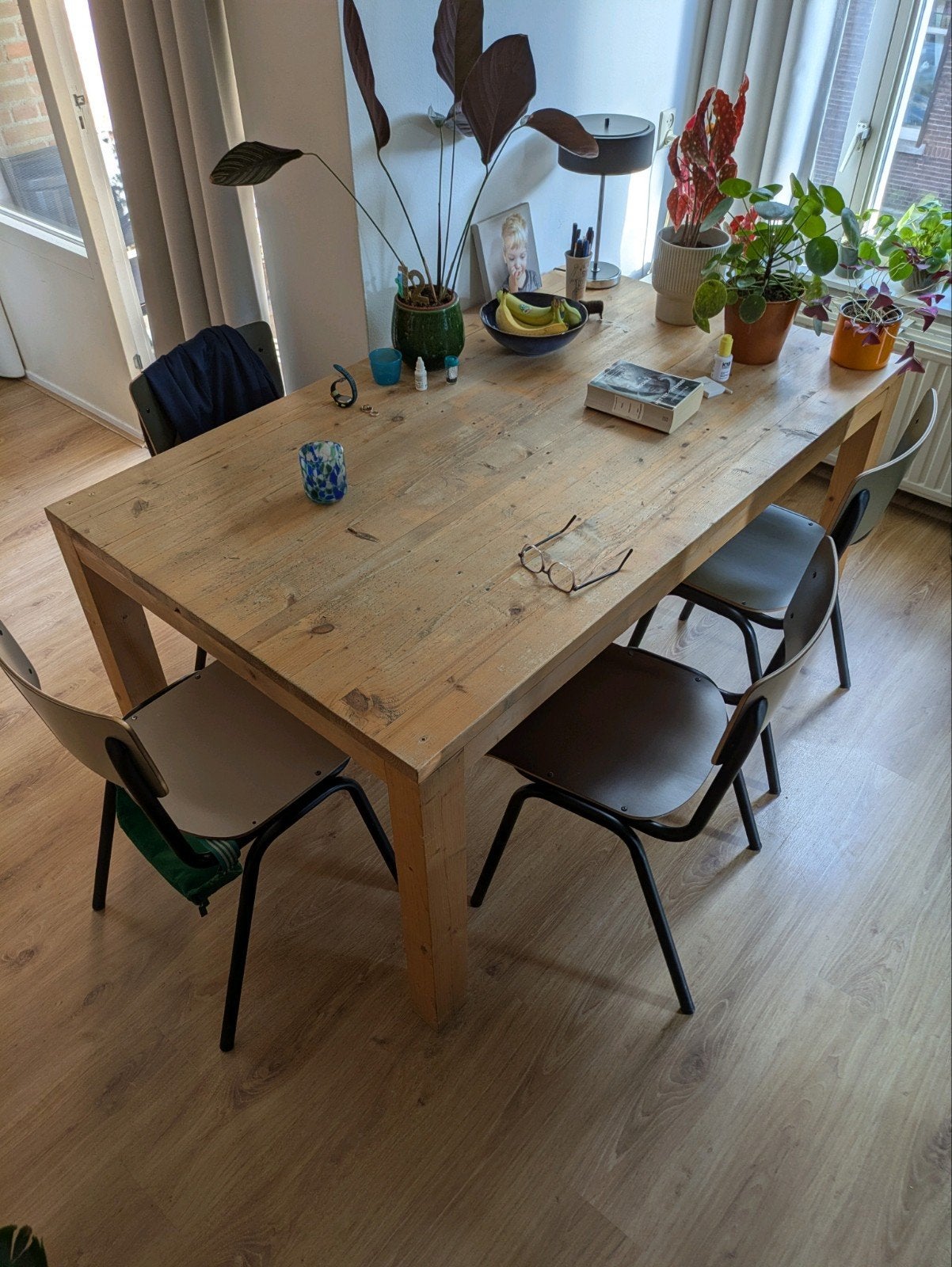Eettafel steigerhout, Ophalen, Gebruikt, 50 tot 100 cm, 150 tot 200 cm