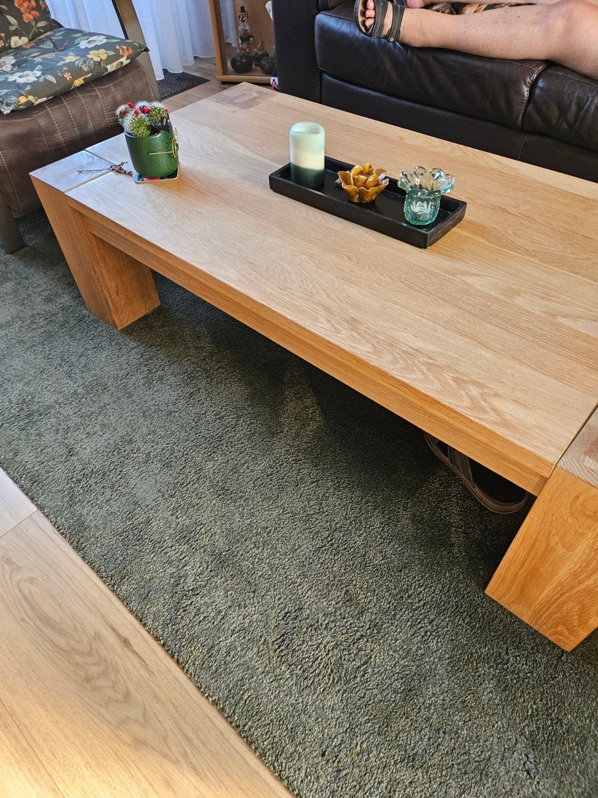 Massief eikenhouten salontafel, Huis en Inrichting, Ophalen, Gebruikt, 100 tot 150 cm, Eikenhout