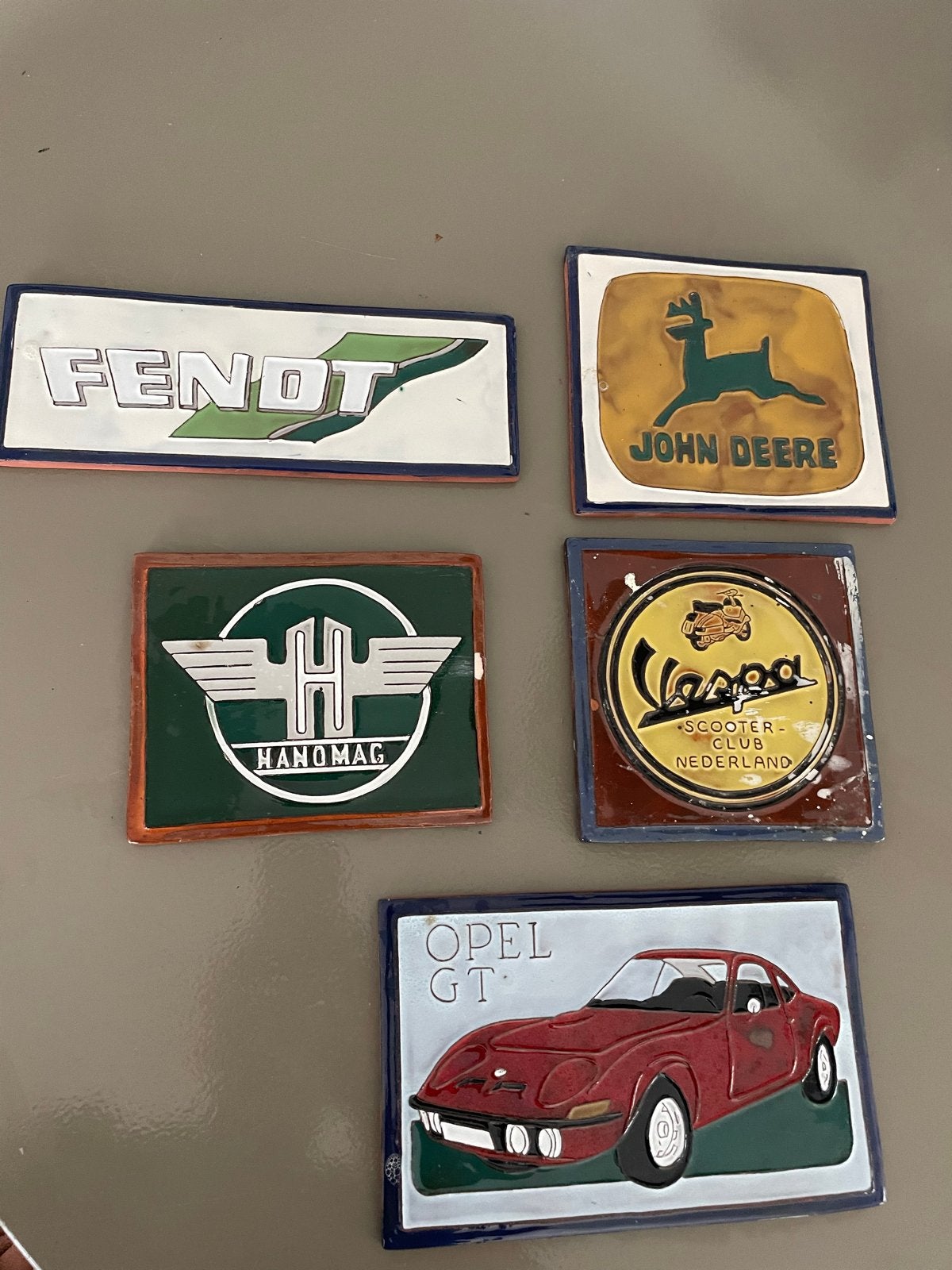 Set van 5 keramische tegels met klassieke logo's, Ophalen of Verzenden