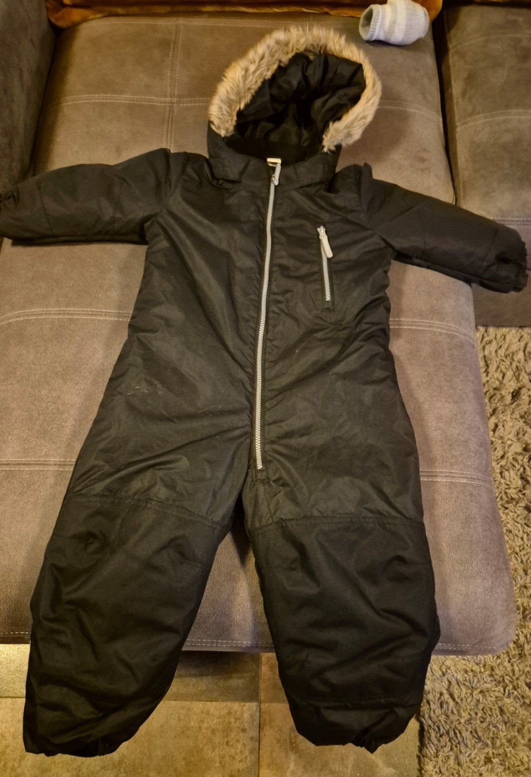 H&M Kinder Skipak Maat 104 Zwart met Bontkraag, H&M, Ophalen of Verzenden, Zo goed als nieuw, Maat 34 (XS) of kleiner