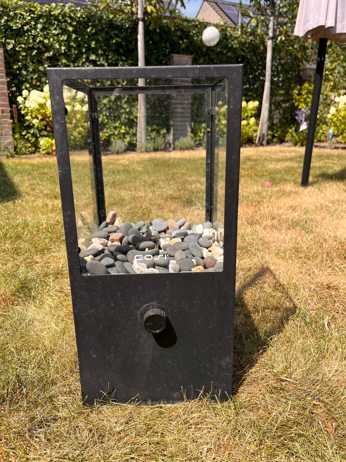 Stijlvolle gaslantaarn met glas en sierstenen, Ophalen, Gebruikt