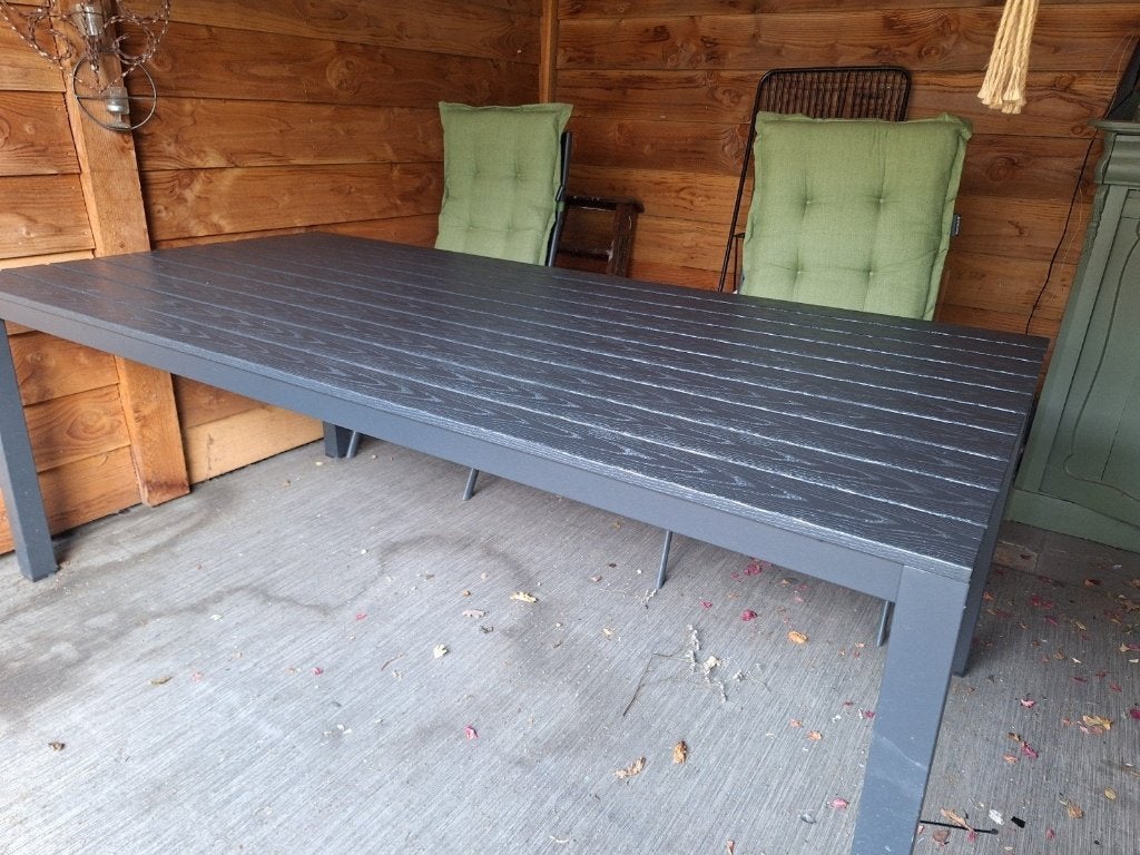 Tuintafel (200x100x75) met 2 inklapbare stoelen, Ophalen, Gebruikt, Rechthoekig, Aluminium