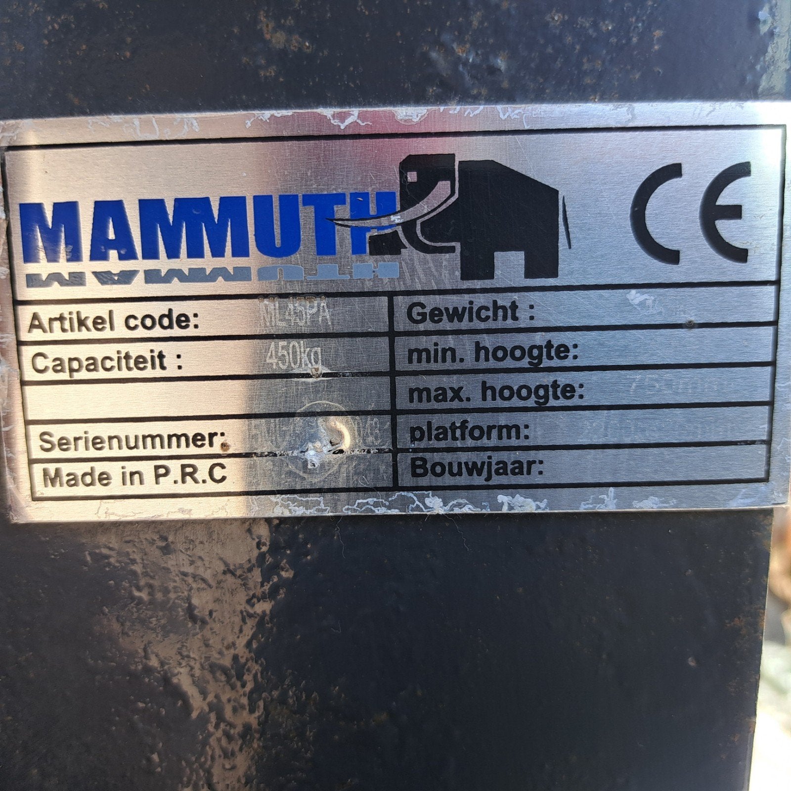 Mammuth heftafel/motorbrug - Goede staat, Zakelijke goederen, Machines en Bouw | Overig, Ophalen