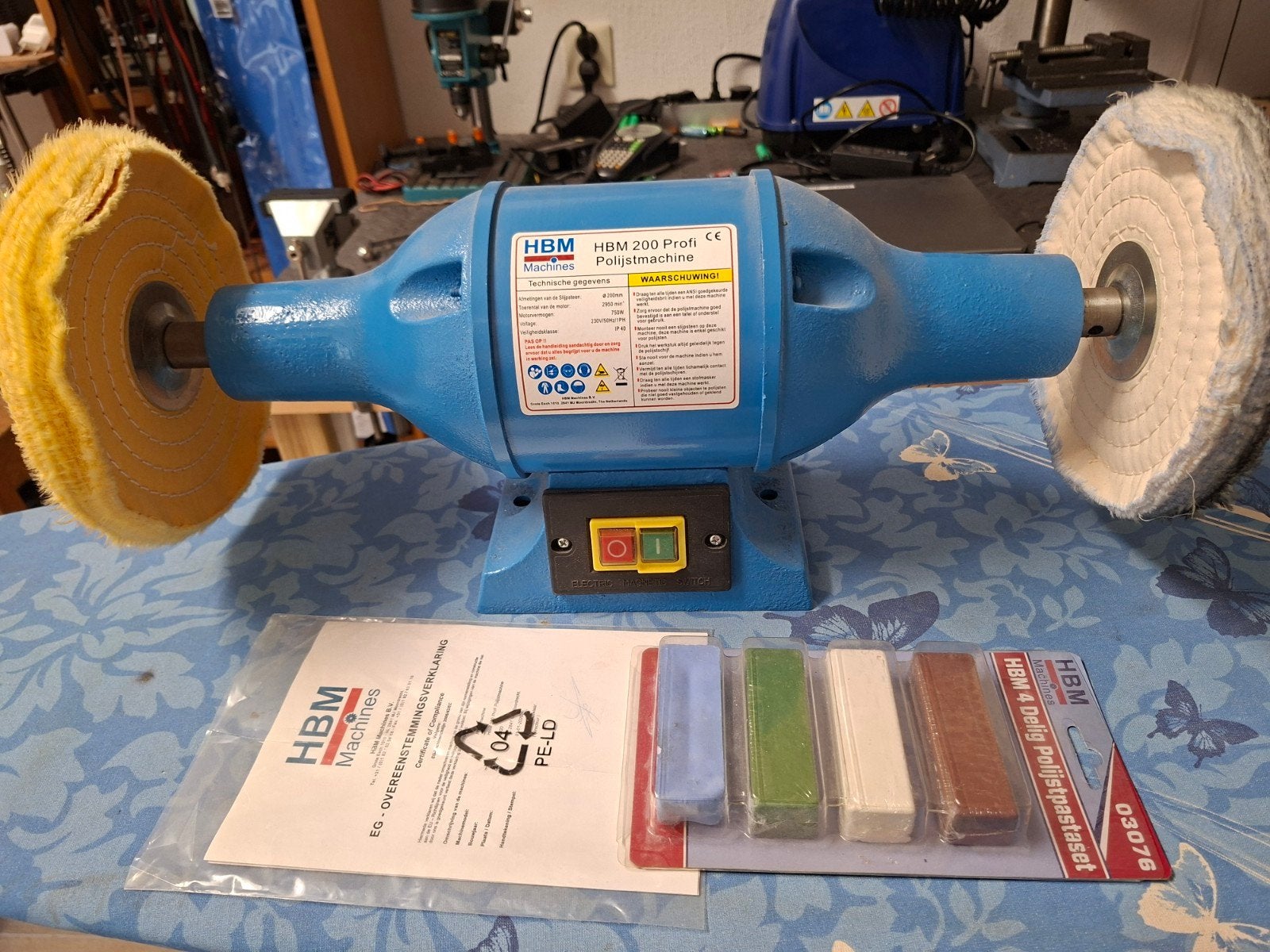 HBM 200 Profi Polijstmachine met polijstpasta set, Ophalen, Zo goed als nieuw