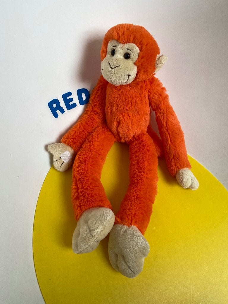 K1629 M&M's aap aapje oranje, Kinderen en Baby's, Speelgoed | Knuffels en Pluche, Ophalen of Verzenden, Zo goed als nieuw, Overige typen