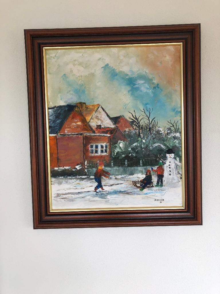 Schilderij van Inge De Belder 1979,Winterpret, Ophalen
