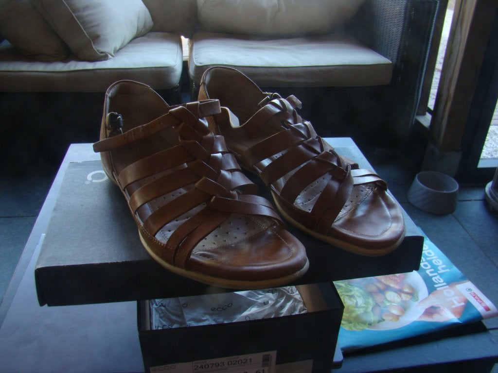 damesslippers van ecco maat 39 in perfecte staat in de doos., Slippers, Ecco, Bruin, Ophalen of Verzenden