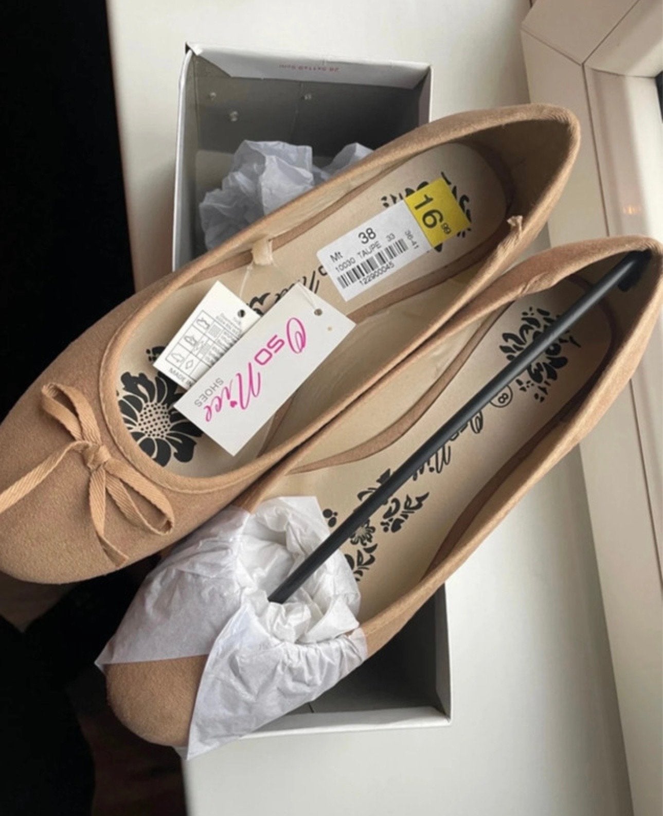 Beige Ballerina's - Maat 38, Ophalen of Verzenden, Nieuw, Beige, Ballerina's