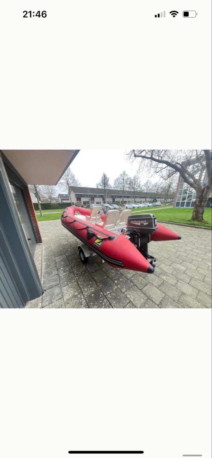 Zodiac Pro RIB met Johnson buitenboordmotor en trailer, Zodiac, Ophalen, Polyester/glasvezel, Gebruikt