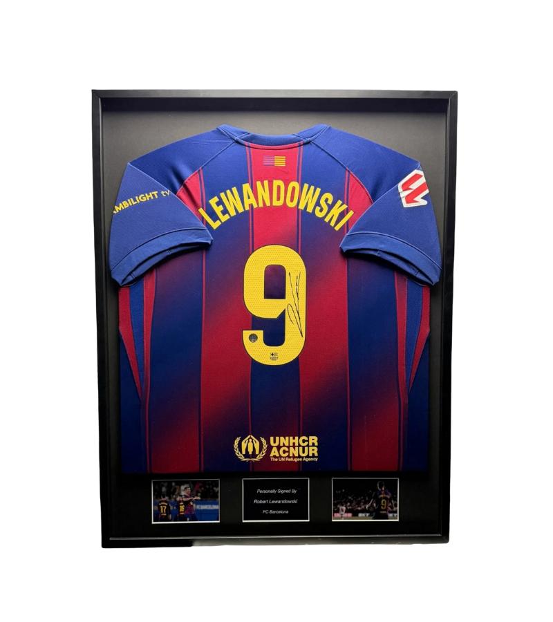 Robert Lewandowski Barcelona 25/26 ingelijst thuis shirt, Buitenlandse clubs, Soccersignings.nl, Shirt, Nieuw