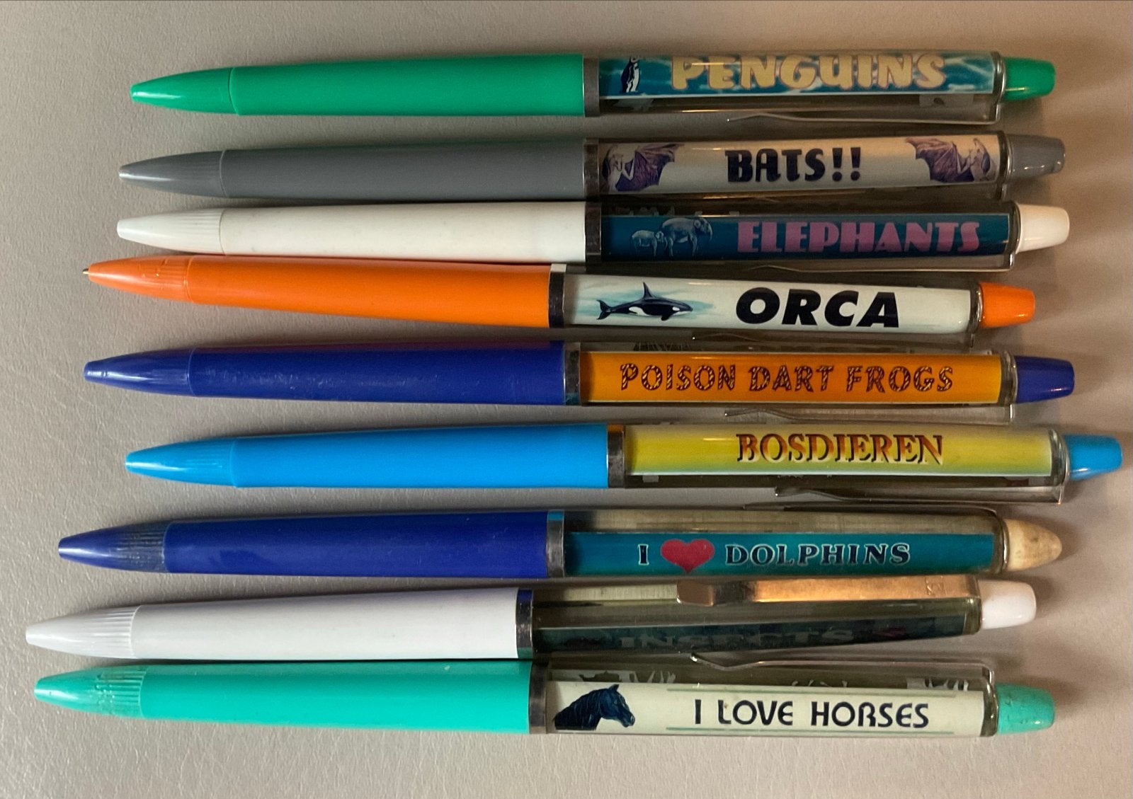 Set van 9 floaty pennen van Eskesen met dieren, Ophalen of Verzenden, Gebruikt, Balpen, Overige merken