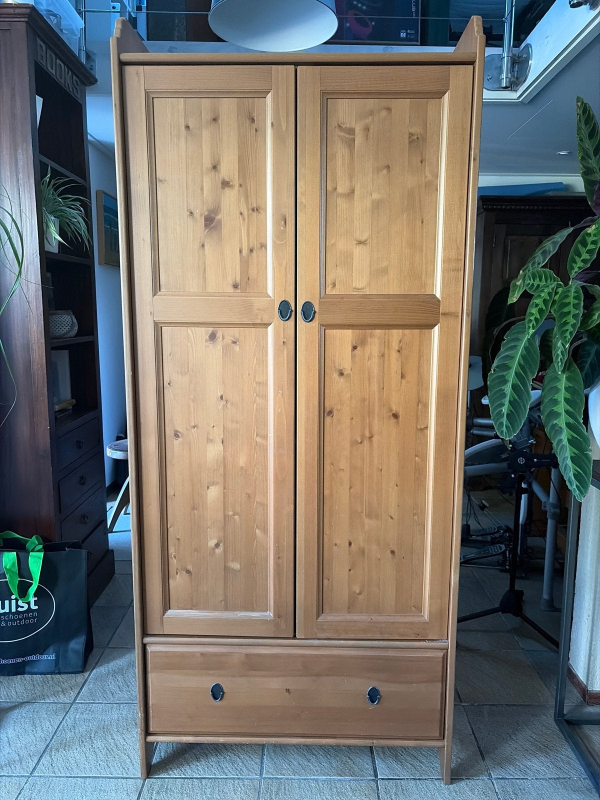 Ikea - Sundvik: grenen kledingkast met lade en planken, Ophalen, Gebruikt, 50 tot 100 cm, Met lade(s)
