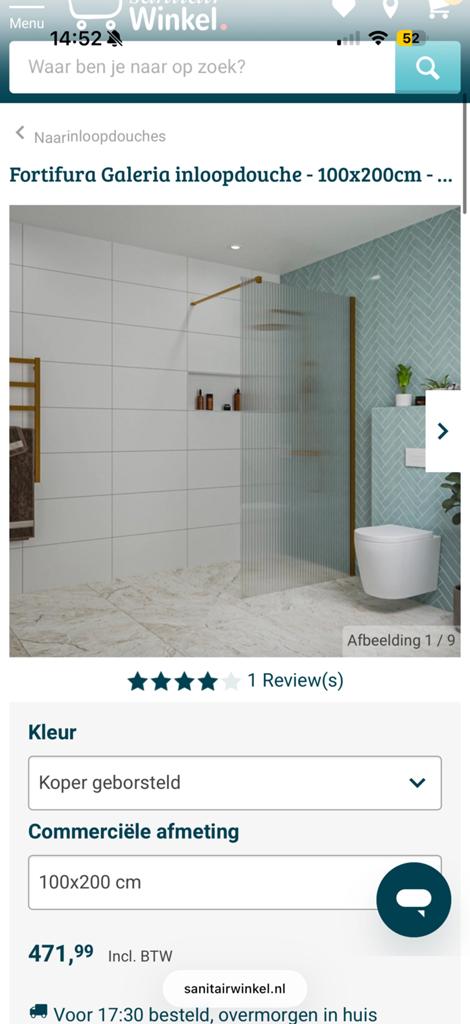 Nieuwe geribbelde douchewand 100x200 cm, Ophalen, Nieuw, Met douche