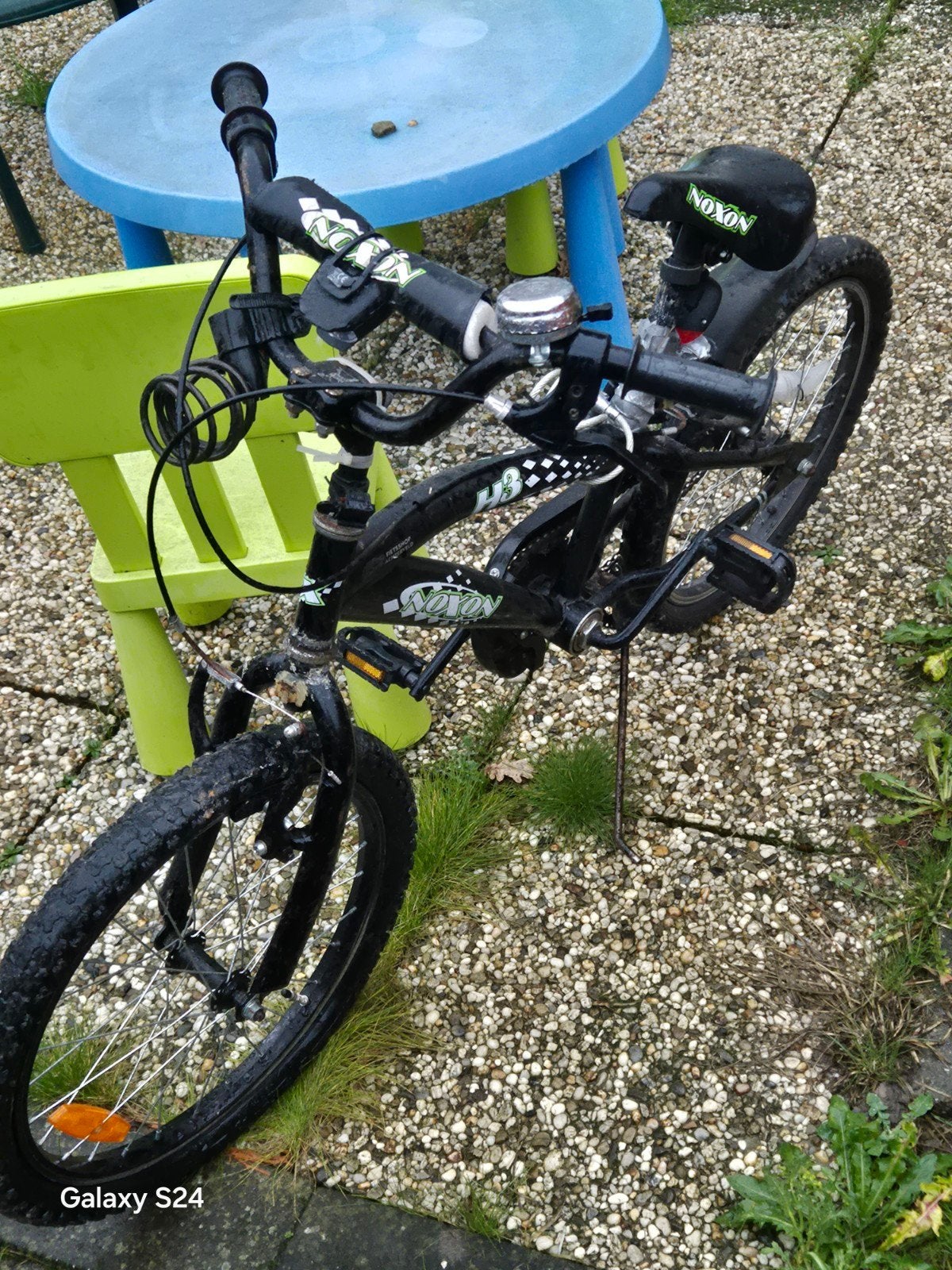 Noxon H3 kinderfiets - Zwart met groene accenten, Gebruikt, Velgrem, Minder dan 49 cm, Ophalen