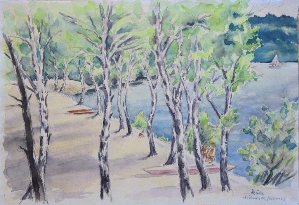 Max Liebermann aquarel "Moehnesee, Wamel", ca. 1920, Ophalen