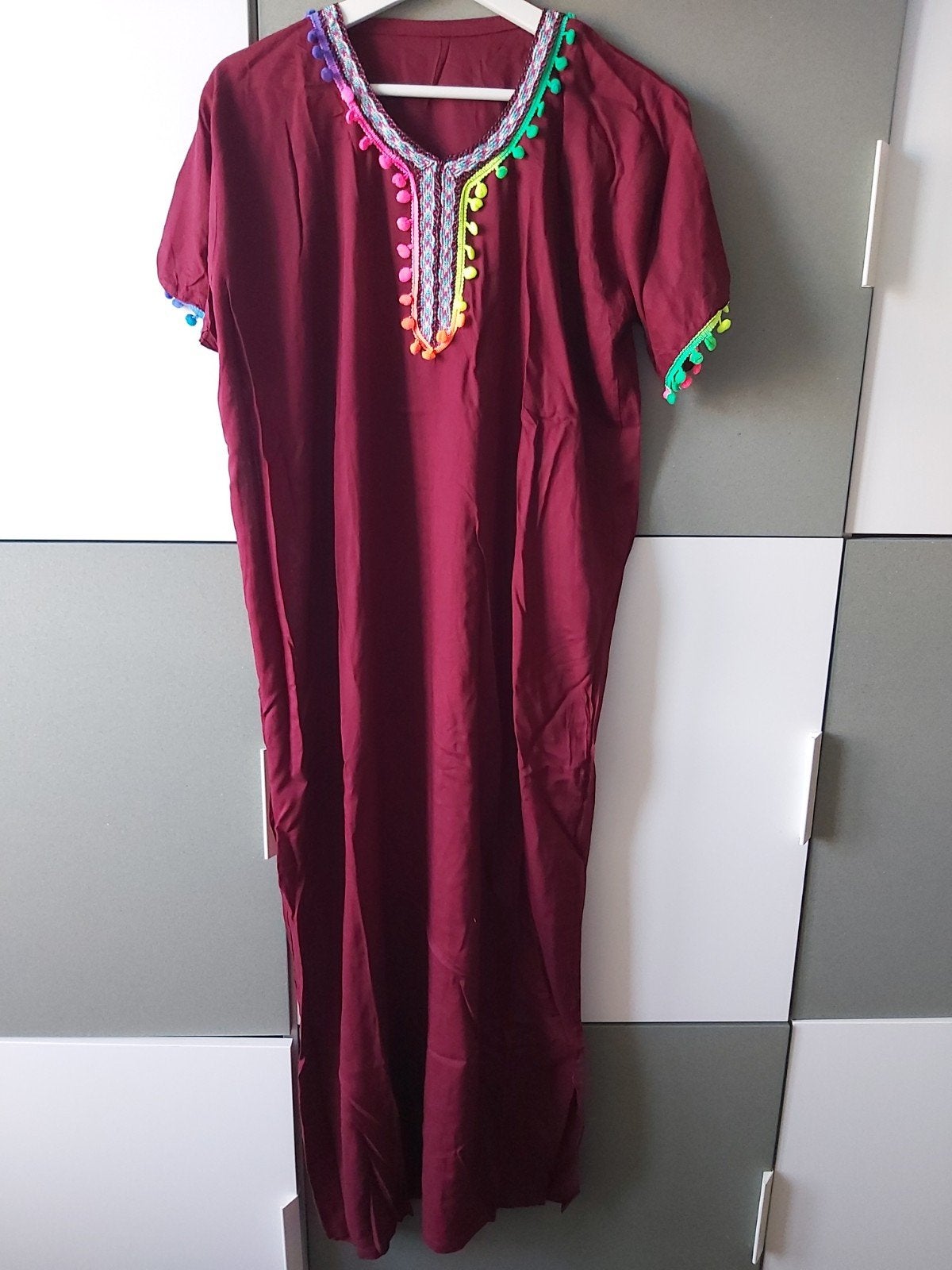 Marokkaanse huisjurk donkerrood, Maat 42/44 (L), Nieuw, Ophalen of Verzenden, Rood