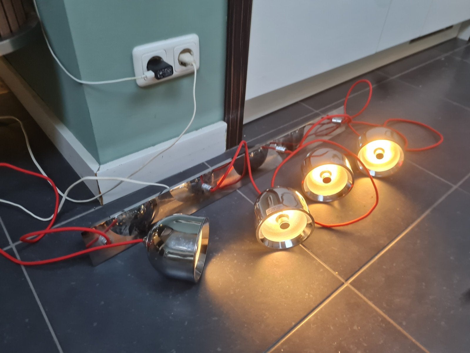 vintage eettafel lamp, Gebruikt, Ophalen of Verzenden, G4, Metaal