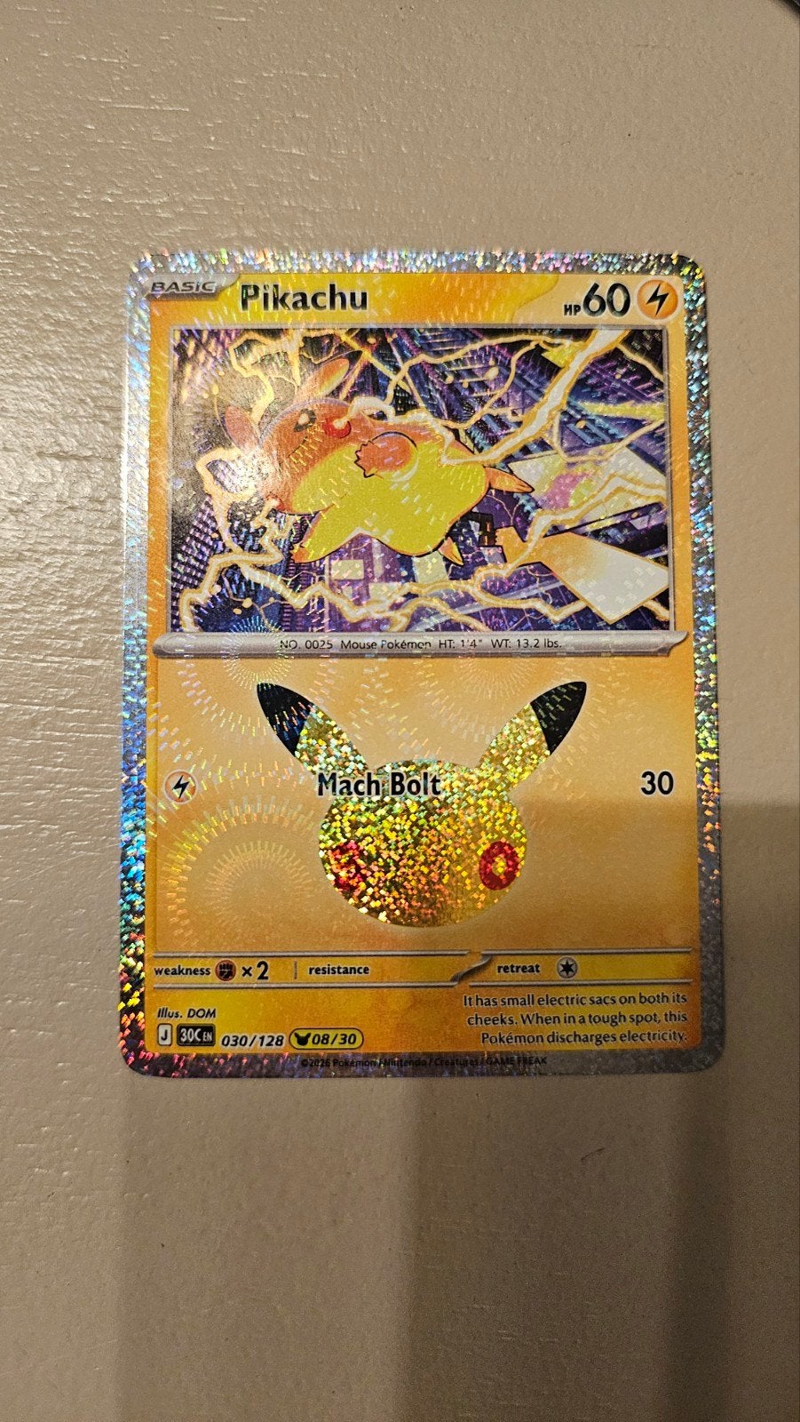 Pikachu 30/128, Ophalen of Verzenden, Zo goed als nieuw