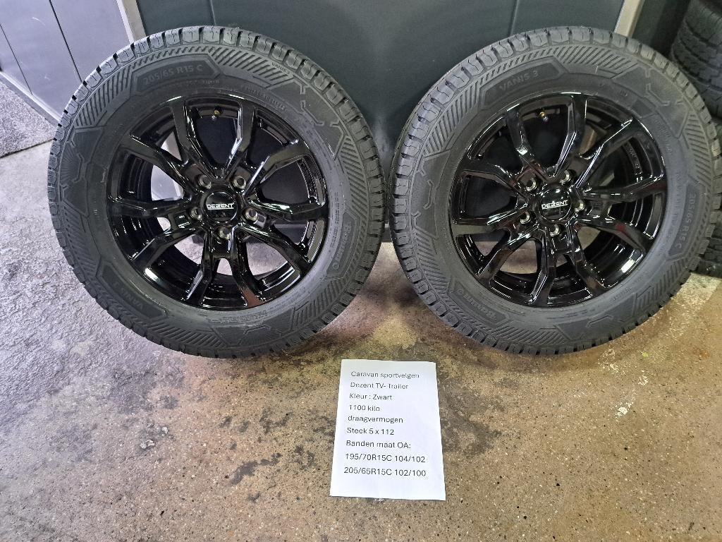 Caravan 15 inch nieuwe set sportwielen Kleur zwart verzwaard, Auto-onderdelen, Banden en Velgen, 15 inch, Dezent, Banden en Velgen
