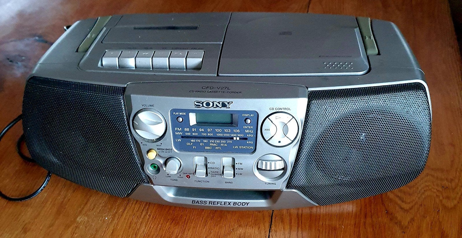 Sony CFD-V27L, draagbare boombox met cd-speler cassettedeck, Ophalen, Met cd-speler