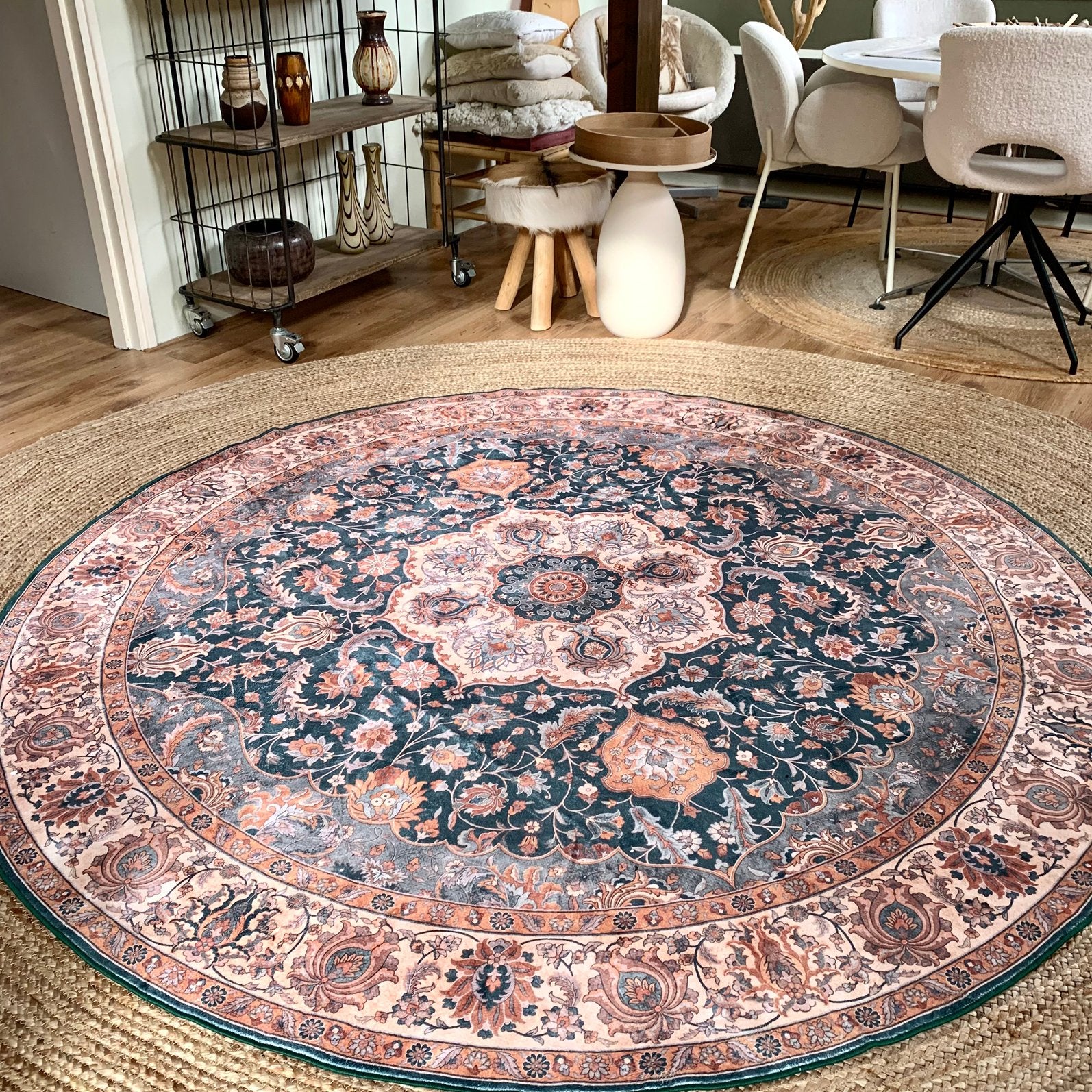 Teal de luxe - velvet xl vloerkleed - fotostudio, Ophalen, Blauw, Rond, 200 cm of meer