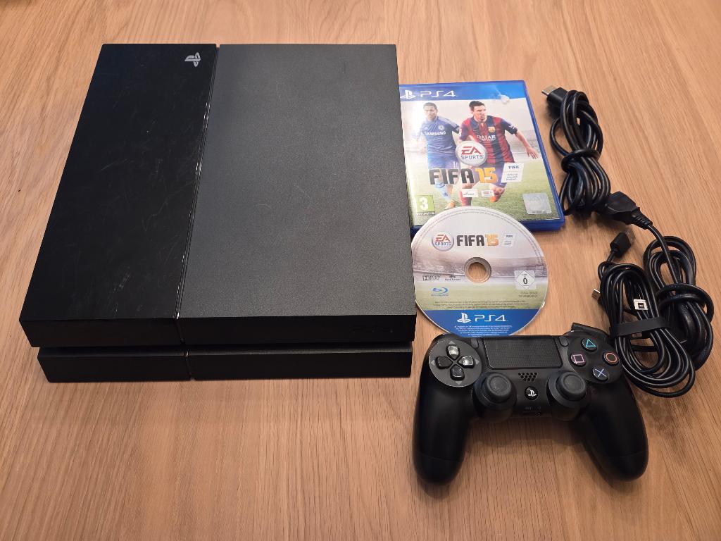 Playstation 4 + controller + FIFA 15, Ophalen of Verzenden, Zo goed als nieuw, Met 1 controller, Slim