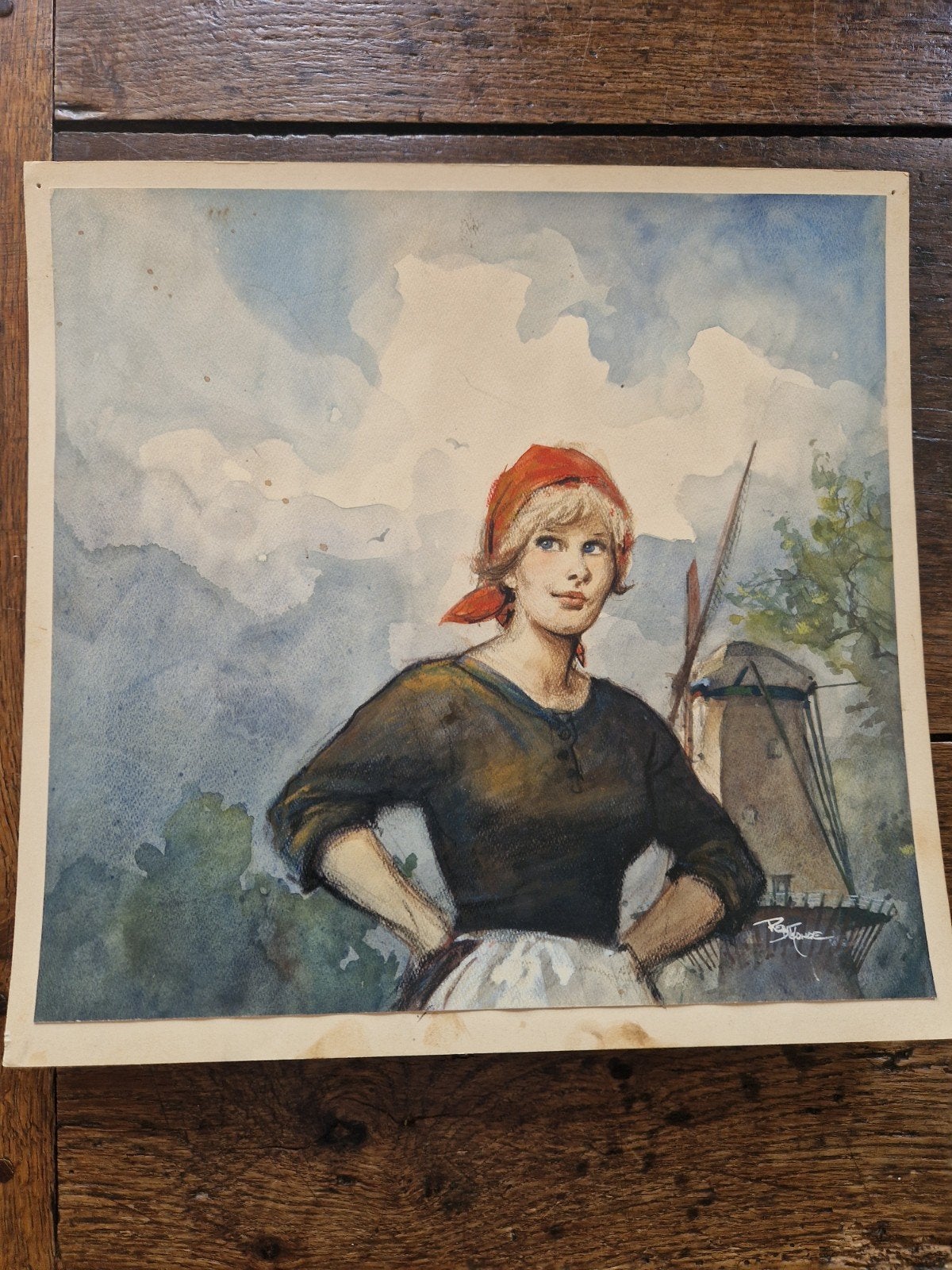 Originele aquarel Reint de Jonge - Boekomslag ontwerp, Antiek en Kunst, Kunst | Schilderijen | Klassiek, Portret of Personen, Realistisch