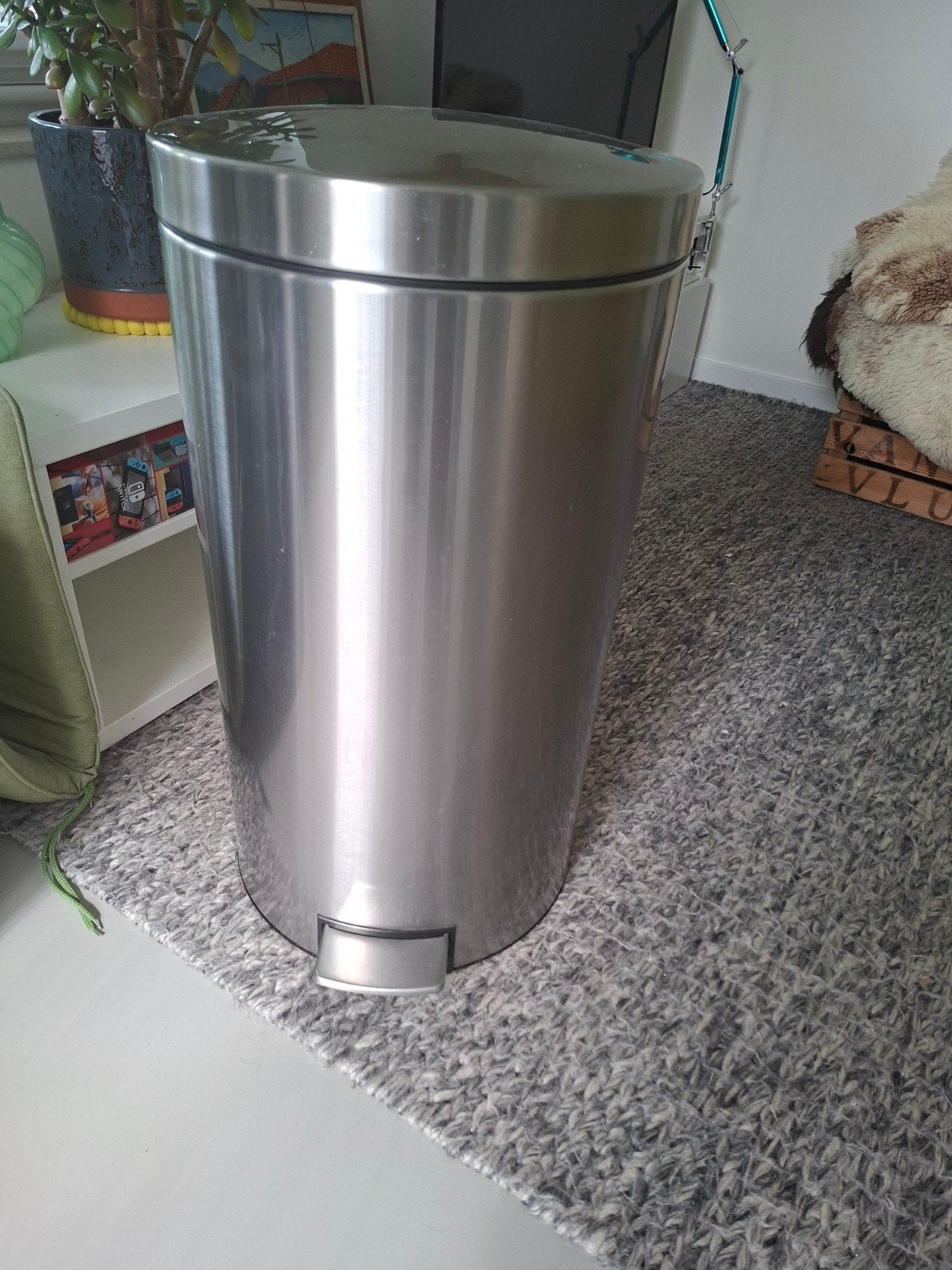 Brabantia prullenbak met pedaal, 30 liter, RVS, Ophalen, Gebruikt, Rvs, Met pedaal