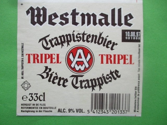 bieretiket Belgie 6-6 (B2 B31) westmalle, Verzamelen, Biermerken, Ophalen of Verzenden, Gebruikt, Overige typen, Overige merken
