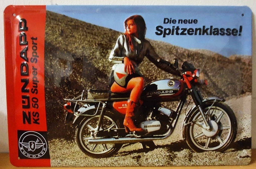 Zundapp KS50 Super sport relief reclamebord van metaal deco, Ophalen of Verzenden, Nieuw, Auto's
