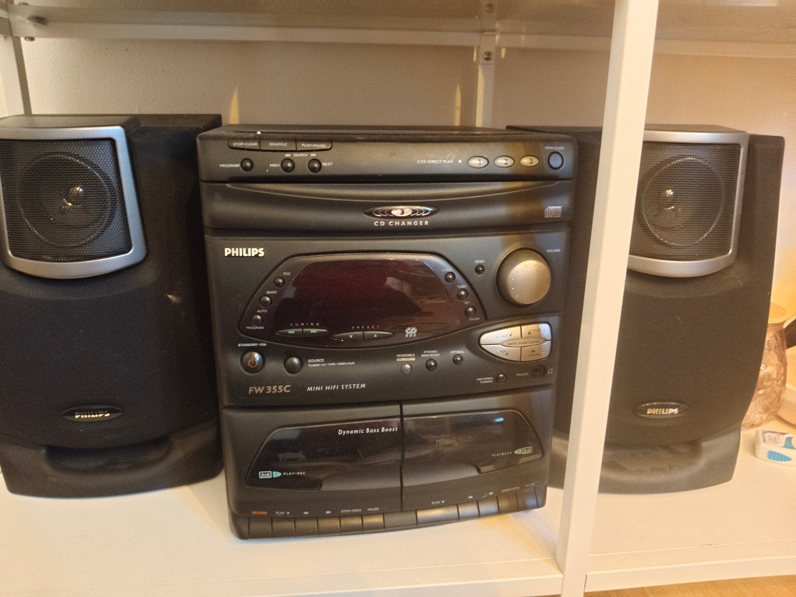 Philips FW355C Mini Hifi Systeem met alle kabels, Ophalen, Philips, Gebruikt, Cassettedeck