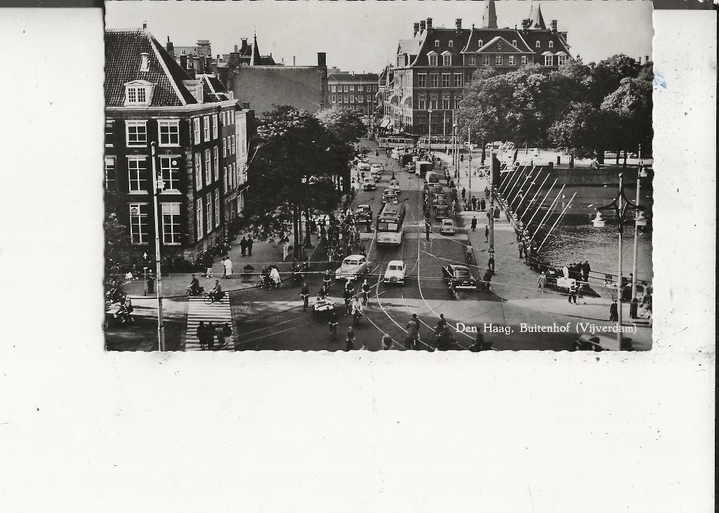 Den Haag Buitenhof Vijverdam Panorama, Ophalen of Verzenden, 1940 tot 1960, Ongelopen, Zuid-Holland