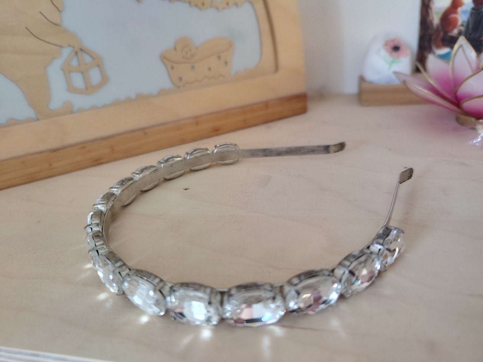 (Bruids) Diadeem /haarband met glitter stenen/nep diamanten, Sieraden, Tassen en Uiterlijk, Ophalen of Verzenden, Nieuw, Zilver